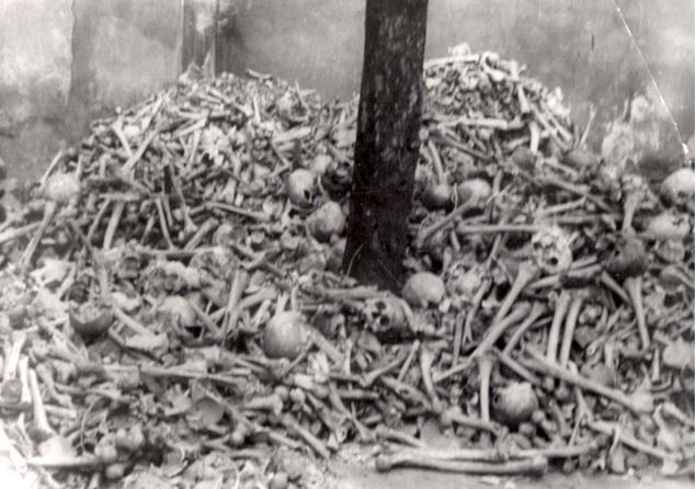 Auschwitz Pile of human bones