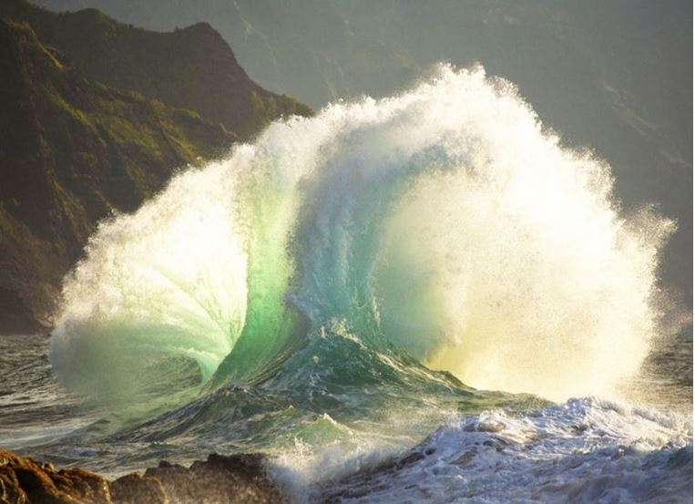 Sea waves colliding