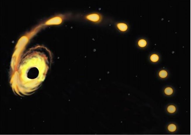 Supermassive black hole pulling in a star