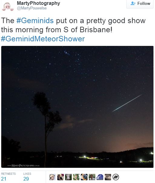 Glorious Geminid Meteor Shower viewed from every corner of Earth