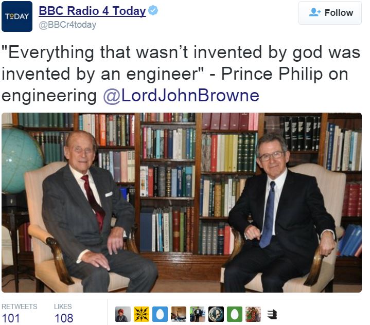 Prince Philip sees engineers solving problems in future