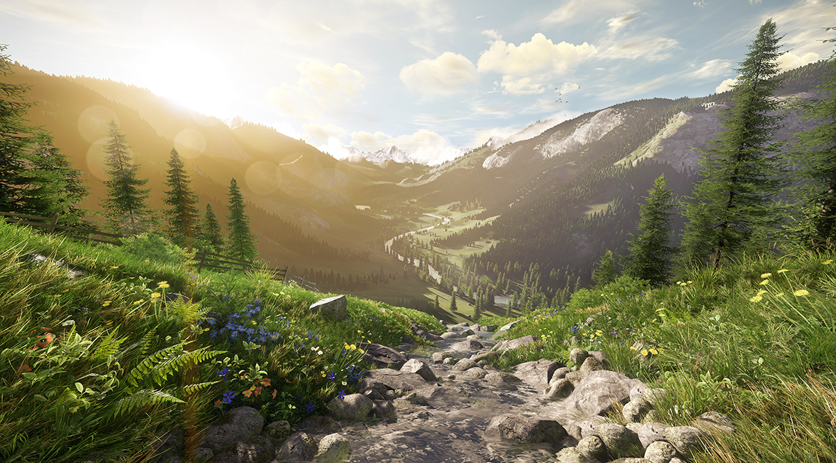 Sunset Meadow – Created with Amazon Lumberyard