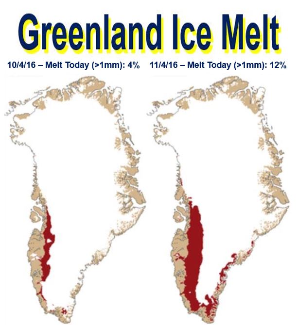 Greenland ice melt two days