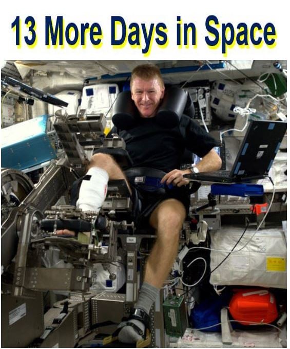 Tim Peake to spend 13 more days in space