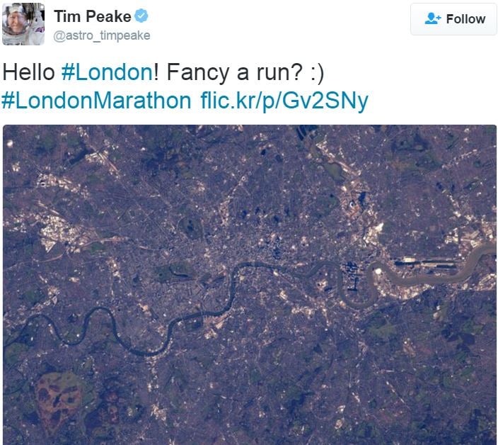 Time Peake London Marathon 2016