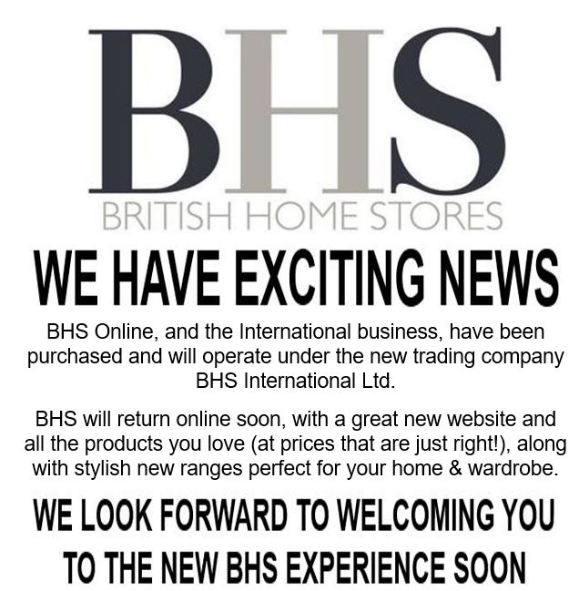 BHS British Home Store online announcement