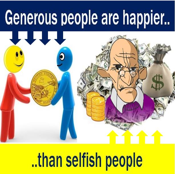Generous people are happier than selfish people