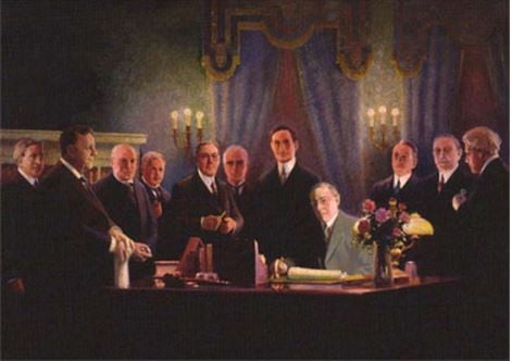 Wilson signing birth of Federal Reserve