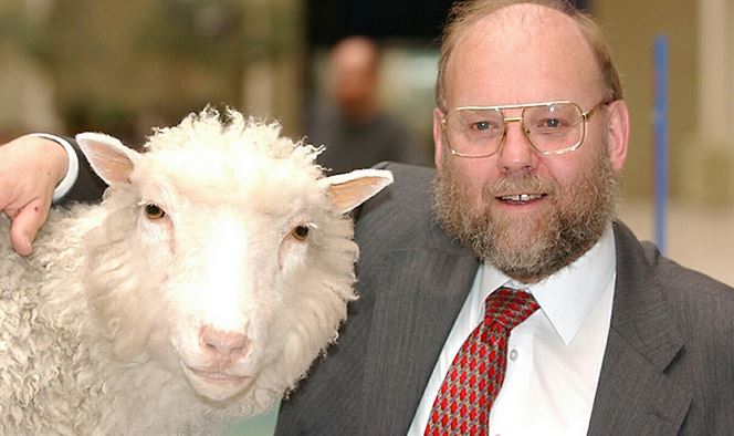 Sir Ian Wilmut with Dolly, the first mammal to be cloned.