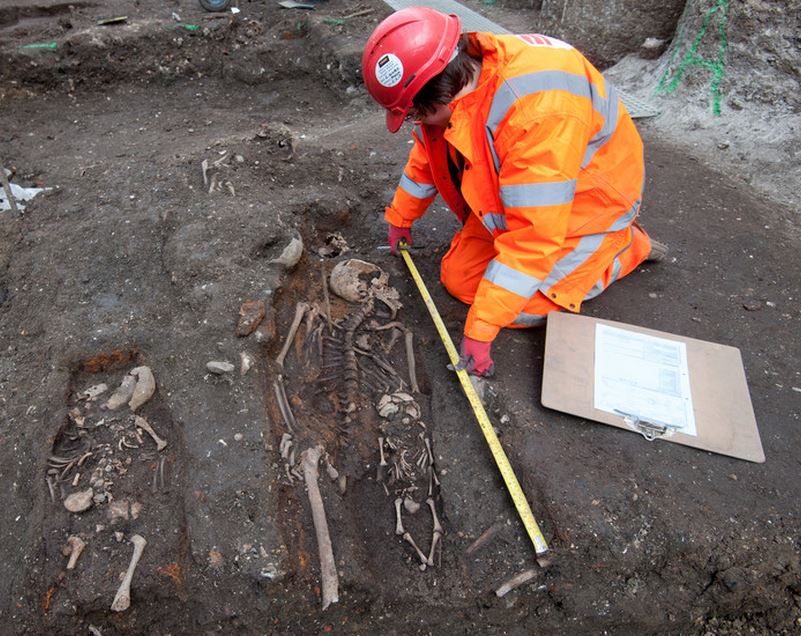Archaeologist excavating