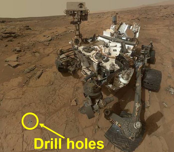 Curiosity Rover drill holes