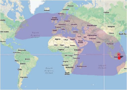 Area of impact of volcanic ash