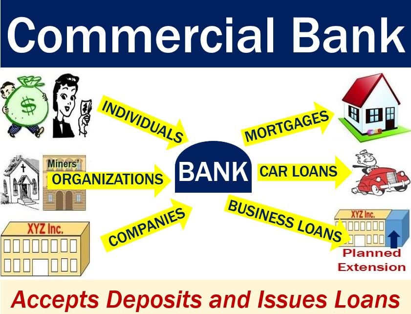 Commercial bank - accepts deposits and issues loans