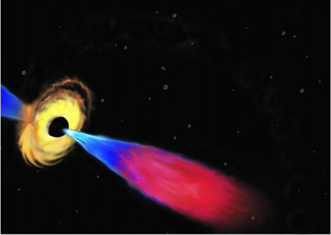 Black hole emitting a jet of plasma