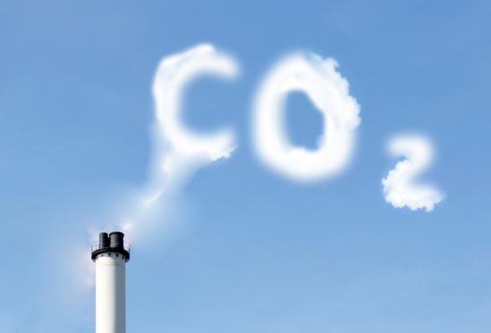 Carbon dioxide emitted from fossil fuel burning