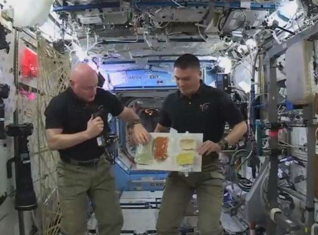 NASA astronauts celebrating thanksgiving