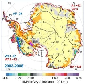 Net ice gain in Antarctica