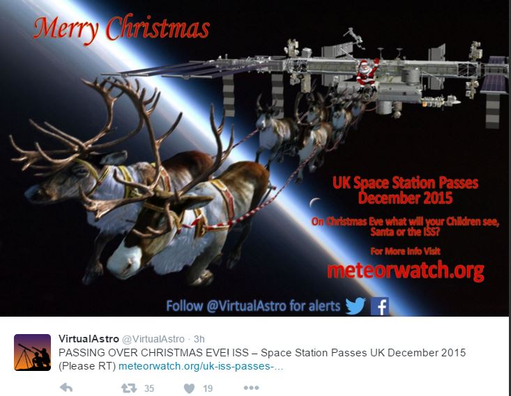 Santa and Rudolph sleigh is ISS on Christmas Eve in UK sky