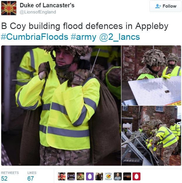 Army deployed in Cumbria to help out