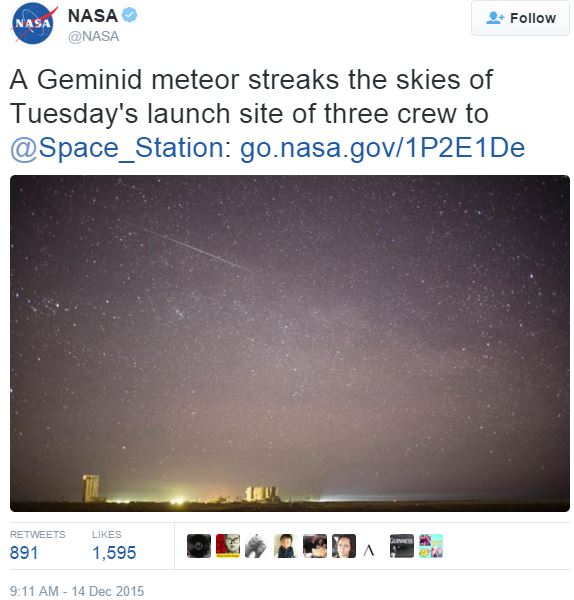 NASA Geminid meteor shower