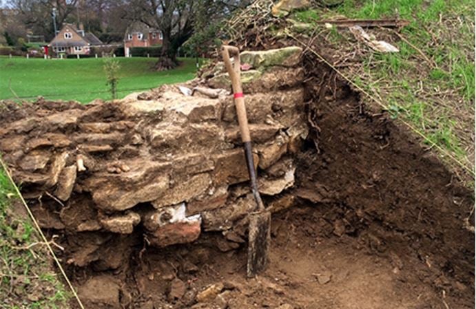 Oakham Castle perimeter wall unearthed