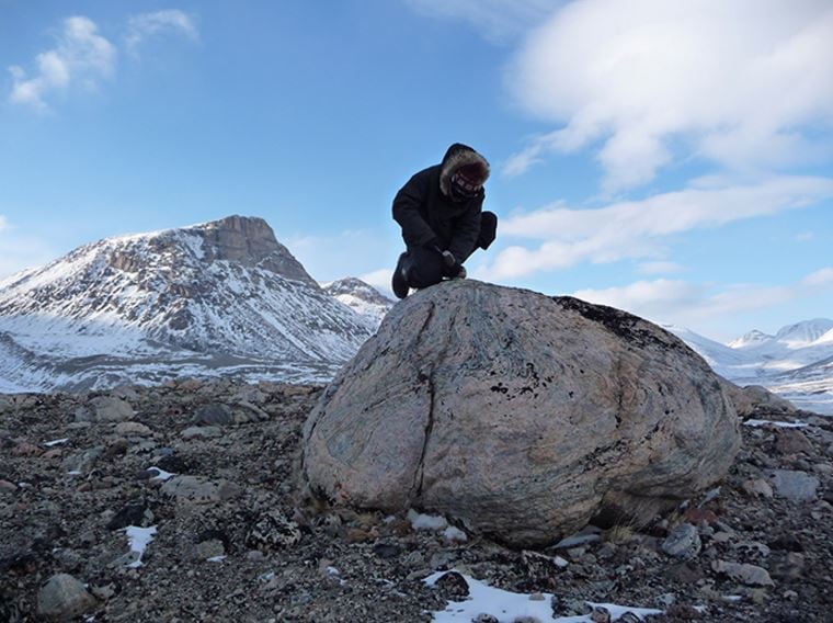 Sampling a rock