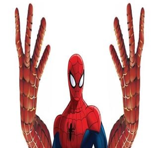Bizarre Spiderman with huge hands so he could climb walls
