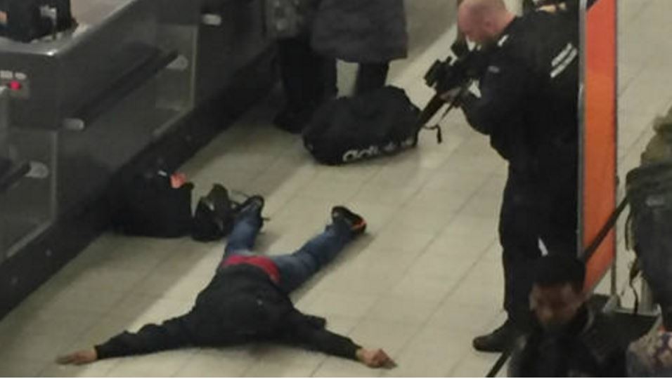 British man who shouted BOMB at Schiphol airport lying on ground