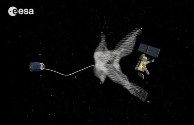 Catching space junk using a large net