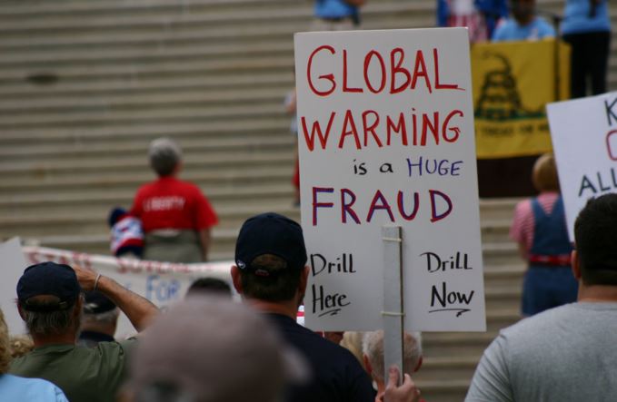 Climate change deniers demonstrating