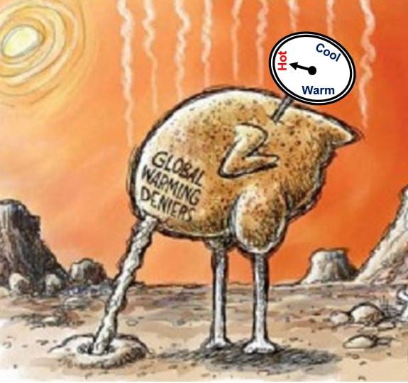 Global warming deniers like ostriches