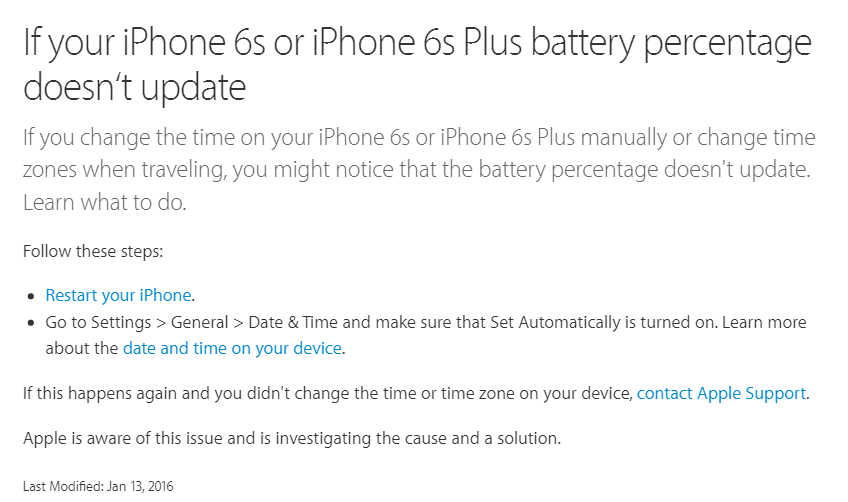 iPhone battery bug fix