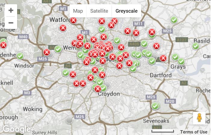 London Pollution Levels first eight days of year