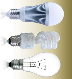 Three types of lightbulbs