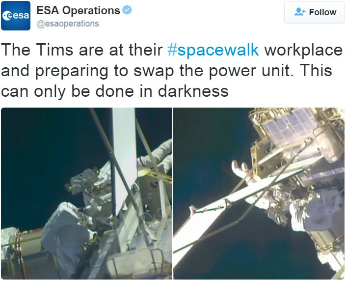 Tim Peake spacewalk earlier today