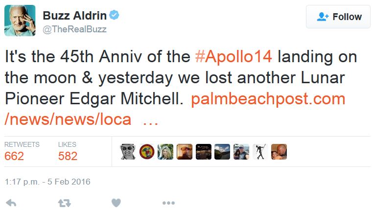 Buzz Aldrin pays respect to Edgar Mitchell