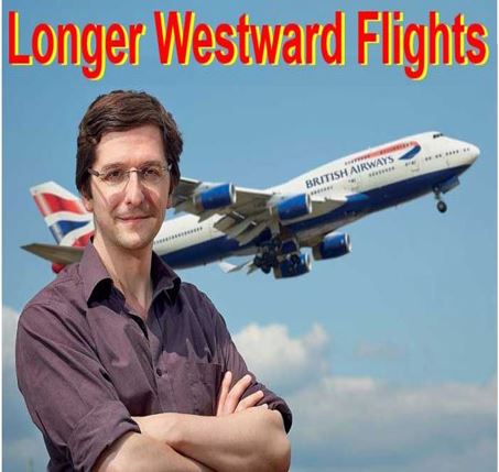 Faster flights New York to London slower other way round