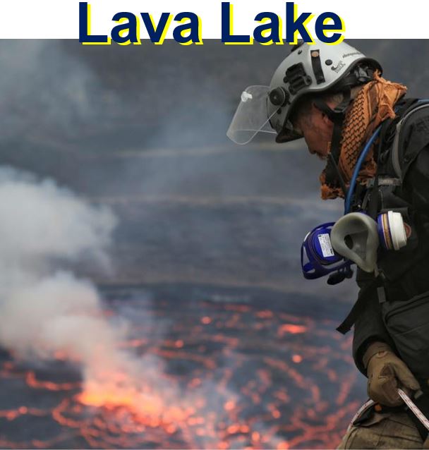 Lava lake below the intrepid climber
