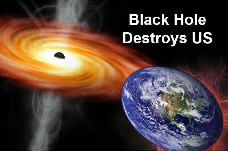 Mini black hole destroying Earth