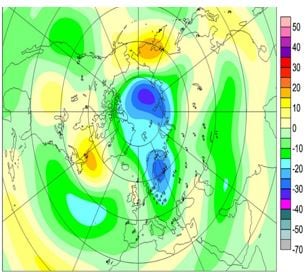 Ozone hole from ozone depletion in Arctic