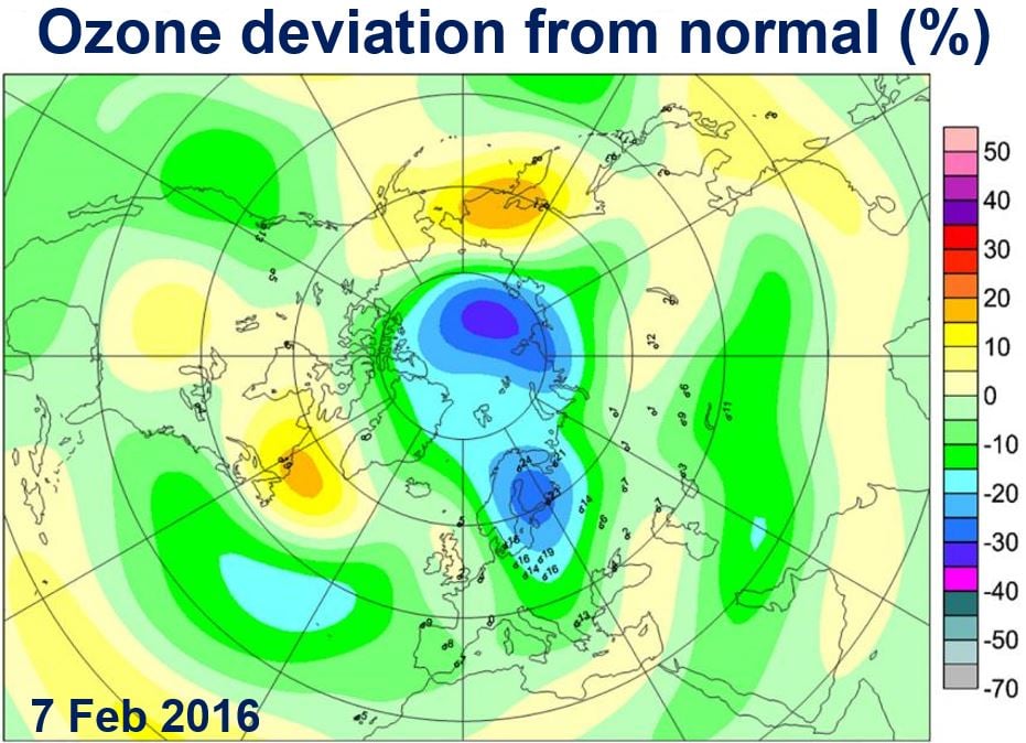 Ozone hole over Arctic this Spring