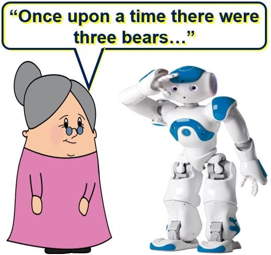 Telling a robot fairy tales