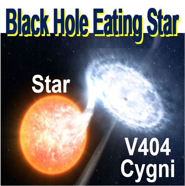 Black hole eating a star orbiting it