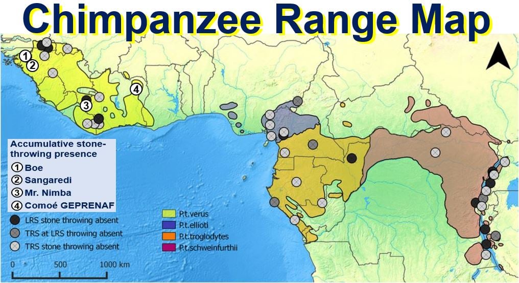 Chimpanzee ranges in West Africa