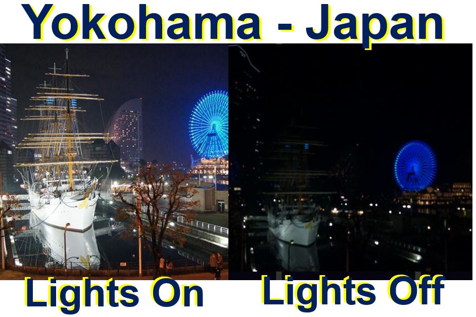 Yokohama Japan lights on and off