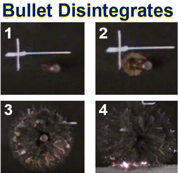 Bullet disintegrates when it touches metal foam