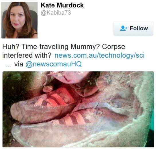 Twitter comment on Adidas boots in ancient mummy