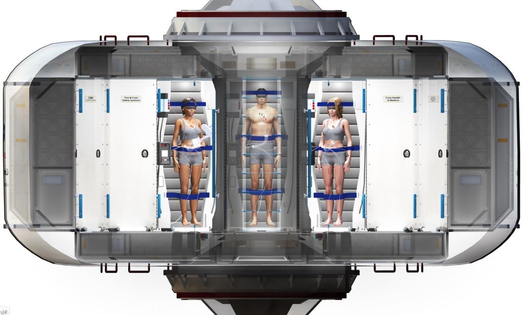 Cryosleep chamber with three astronauts