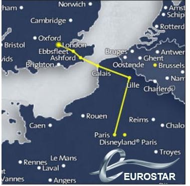 Eurostar routes Europe