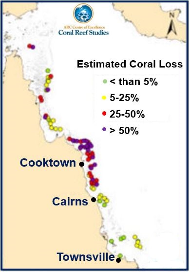 Map of coral mortality estimates